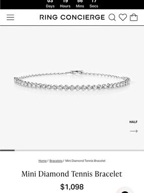 Ring Concierge Mini Diamond Tennis Bracelet Silver Like New